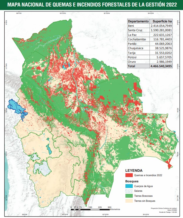 Mapa nacional de quemas e incendios forestales (2022)